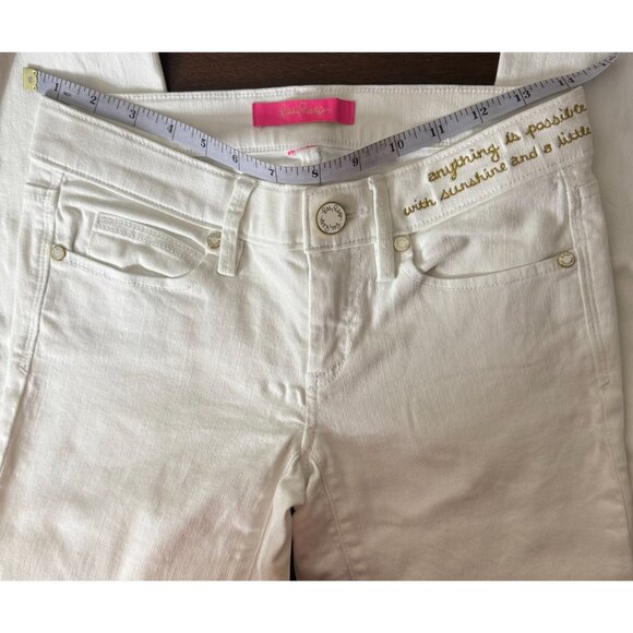 Lilly Pulitzer South Ocean Crop Skinny Jean In Resort White - Raw‎ Hem - Picture 16 of 16